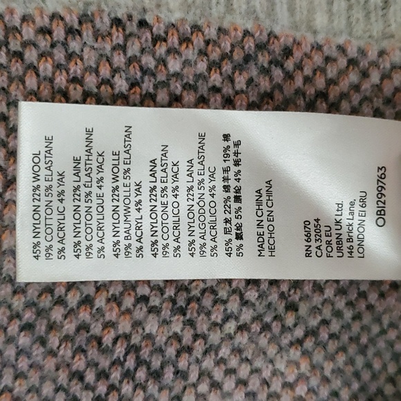 ANTHROPOLOGIE Ribbed Cowl Neck Animal Print Wool Yak Blend Tunic Sweater SIZE:XS - Picture 7 of 10